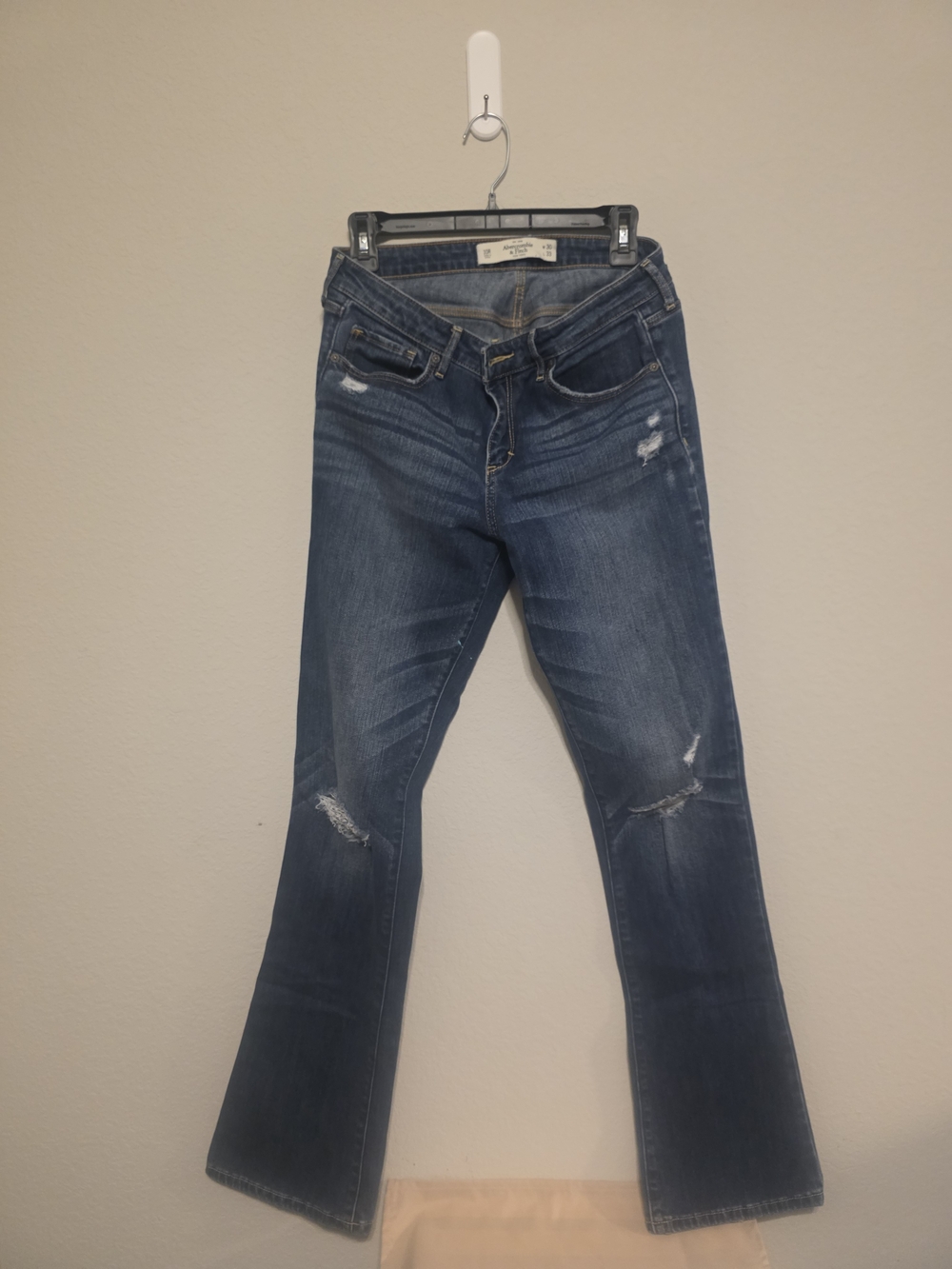 Abercrombie & Fitch Dark Blue Distressed Flare Jeans